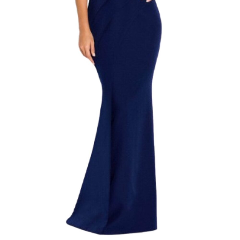 NWT Cameron Blake CB762 Crepe Mother of the Bride Dress Navy Size 14 - Picture 2 of 6